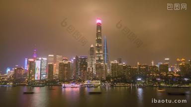 上海浦东四件套外滩夜景上海中心大厦固定延时摄影